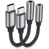 Techsuit - (2 pack) Premium Cable Adapter Fusexound (AC12) - Type-C To 3.5mm Jack, 3A, Dac Chip, Plug And Play, Braid - Gray
