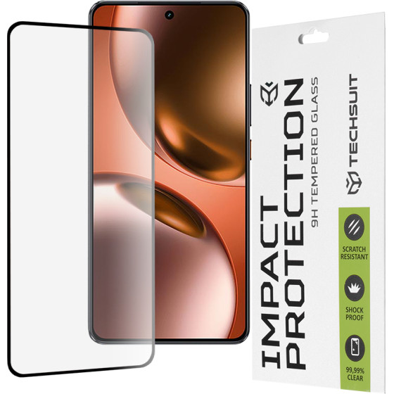 Techsuit - 111D Full Cover / Full Glue Glass - Realme Gt 7 - Black