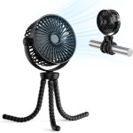 Techsuit - Baby Stroller Fan (VP1) - Portable, Four Speeds, 360� Flexible Tripod Clip, 4000mAh - Black - (VP1;BLACK)