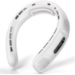 Techsuit - Neck Fan (S11) - Portable, Silicone Support, 4x Airflow, Digital Display, 4000mAh, 4800RPm - White