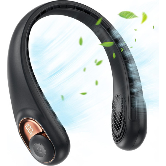 Techsuit - Neck Fan (S9) - Portable, With Digital Display, 3 Wind Speeds, 5200mAh, 5800RPm - Black