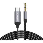 Techsuit - Premium Cable Adapter Fusexound (AC11) - Type-C To 3.5mm Jack, Hi-Fi Quality, Dac Chip, PVC, 0.5m - Gray