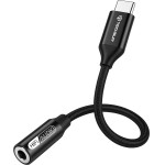Techsuit - Premium Cable Adapter Fusexound - Type-C To 3.5mm Jack, Hi-Fi Quality, Dac Chip, 3A, 48kHz, 0.1m - Black - (AC13)