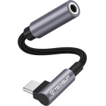 Techsuit - Premium Cable Adapter Musicdox (AC7) - Type-C To 3.5mm Jack, Hi-Fi Sound, Dac Chip, 3A, 0.1m - Gray