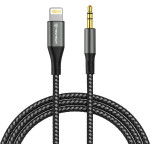 Techsuit - Premium Cable Adapter Nexasound - Lightning To 3.5mm Jack, Nylon Braided + Aluminum Alloy, 1m - Gray - (AC17)