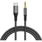 Techsuit - Premium Cable Adapter Nexasound - Type-C To 3.5mm Jack, Dac Chip, Nylon Braided + Aluminum Alloy, 1m - Gray - (AC16)