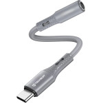 Techsuit - Premium Cable Adapter Soundflex (AC1) - Type-C To 3.5mm Jack, Hi-Fi Quality, Dac Chip, Silica Gel, 0.1m - Gray
