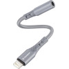 Techsuit - Premium Cable Adapter Soundflex (AC2) - Lightning To 3.5mm Jack, Hi-Fi Quality, Silica Gel - Gray