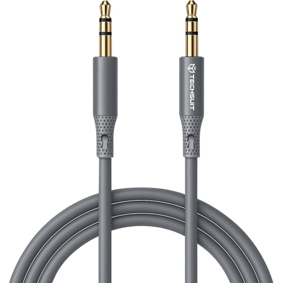 Techsuit - Premium Cable Adapter Soundflex (AC3) - 3.5mm To Jack, Hi-Fi Quality, Silica Gel - Gray