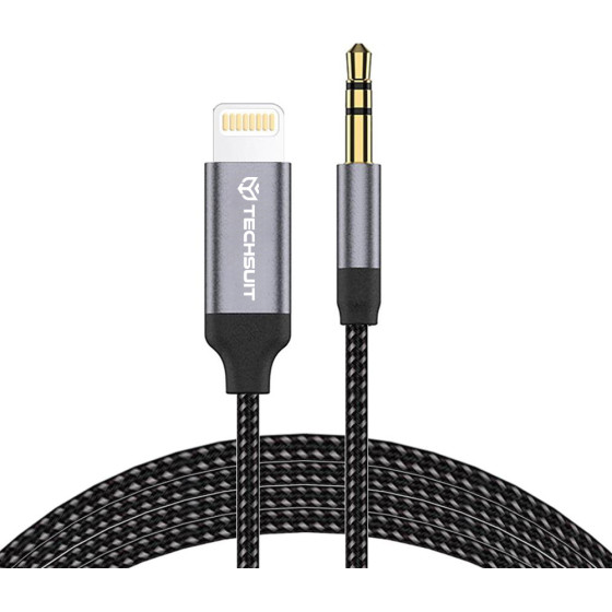 Techsuit - Premium Cable Adapter Soundshell (AC10) - Ios To 3.5mm Jack, 16bit/48Khz, 1.5m - Gray