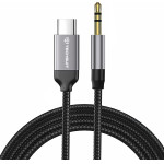 Techsuit - Premium Cable Adapter Soundshell (AC9) - USB-C To 3.5mm Jack, Dac Chip, 16bit/48Khz, 1.5m - Gray