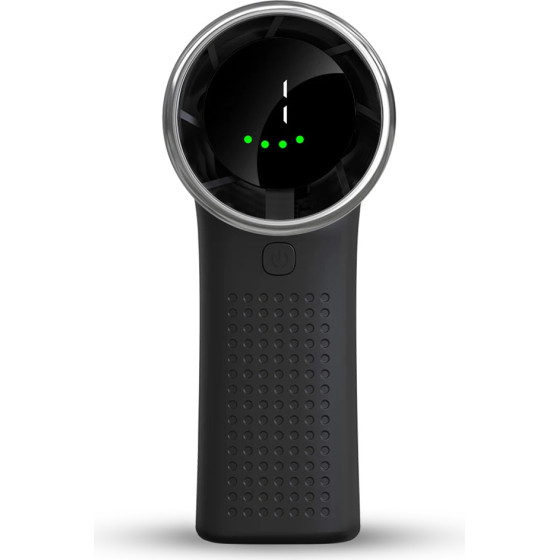 Techsuit - Premium Mini Hand Fan (A8) - With Led Digital Display, USB-C Rechargeable, 5 Wind Speeds, 3600mAh - Black