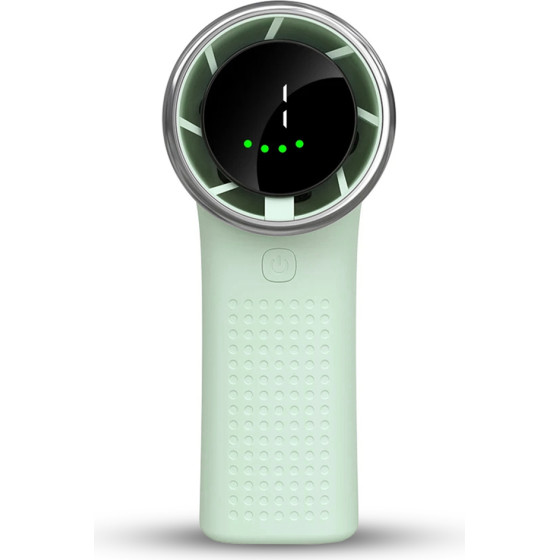 Techsuit - Premium Mini Hand Fan (A8) - With Led Digital Display, USB-C Rechargeable, 5 Wind Speeds, 3600mAh - Green