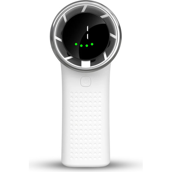 Techsuit - Premium Mini Hand Fan (A8) - With Led Digital Display, USB-C Rechargeable, 5 Wind Speeds, 3600mAh - White
