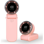 Techsuit - Premium Mini Hand Fan (A9) - With Led Digital Display, USB-C Rechargeable, 5 Wind Speeds, 5000mAh - Pink