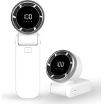 Techsuit - Premium Mini Hand Fan (A9) - With Led Digital Display, USB-C Rechargeable, 5 Wind Speeds, 5000mAh - White