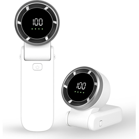 Techsuit - Premium Mini Hand Fan (A9) - With Led Digital Display, USB-C Rechargeable, 5 Wind Speeds, 5000mAh - White