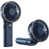 Techsuit - Premium Mini Hand Fan (M12) - With Led Digital Display, USB-C Rechargeable, 6 Wind Speeds, 5000mAh - Blue - (M12;BLUE)
