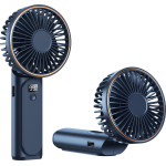 Techsuit - Premium Mini Hand Fan (M12) - With Led Digital Display, USB-C Rechargeable, 6 Wind Speeds, 5000mAh - Blue - (M12;BLUE)