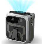 Techsuit - Premium Portable Mini Fan (Z13) - With Power Bank, Rechargeable, 5 Wind Speeds, Belt Buckle, 10000mAh - Gray