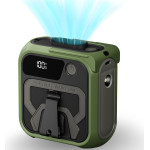 Techsuit - Premium Portable Mini Fan (Z13) - With Power Bank, Rechargeable, 5 Wind Speeds, Belt Buckle, 10000mAh - Green
