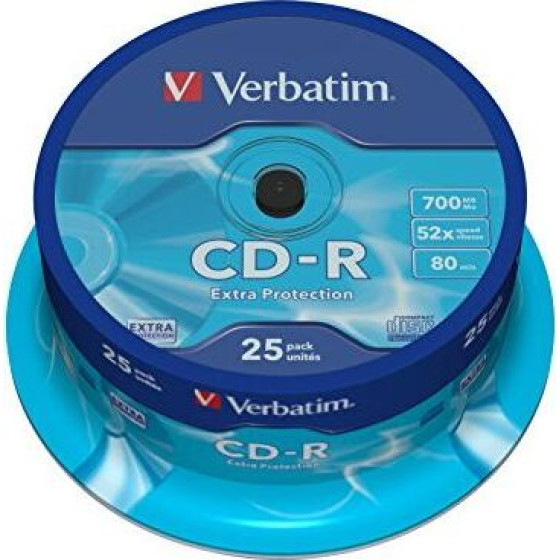 Verbatim CD-R 700MB 52X 25 Pack Spindle Extra Protection Surface 43432