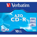 Verbatim CD-R Azo 700MB 52X 10 Pack Jewel Case Crystal Surface 43327