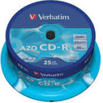 Verbatim CD-R Azo 700MB 52X 25 Pack Spindle Crystal Surface 43352