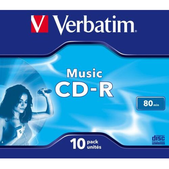 Verbatim CD-R Music 80MIn 16X 10 Pack Jewel Case 43365
