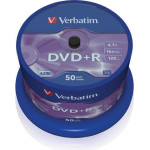 Verbatim DVD+R 4.7GB 16X 50 Pack Spindle Matt Silver Surface 43550