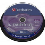 Verbatim DVD+R Doble Capa 8.5GB 8X 10 Pack Spindle Matt Silver Surface 43666