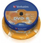 Verbatim DVD-R 4.7GB 16X 25 Pack Spindle Matt Silver Surface 43522