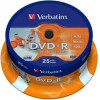 Verbatim DVD-R 4.7GB 16X 25 Pack Spindle Wide Inkjet Printable Surface 43538