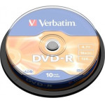 Verbatim DVD-R 4.7GB, 16X 10 Pack Spindle Matt Silver Surface 43523