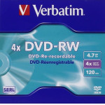 Verbatim DVD-Rw 4.7GB 4X 5 Pack Jewel Case Matt Silver Surface 43285