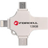 FORCELL F-Data Pendrive Metal Quad 128GB USB3.2 Gen 1 (Usb A / Type C / Lightning / Micro USB) silver