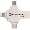 FORCELL F-Data Pendrive Metal Quad 16GB USB3.2 Gen 1 (Usb A / Type C / Lightning / Micro USB) silver
