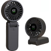 Techsuit - Premium Mini Hand Fan (A10) - With Led Digital Display, USB-C Rechargeable, 100 Wind Speeds, 5400RPm - Black