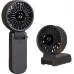 Techsuit - Premium Mini Hand Fan (A10) - With Led Digital Display, USB-C Rechargeable, 100 Wind Speeds, 5400RPm - Black