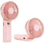Techsuit - Premium Mini Hand Fan (M12) - With Led Digital Display, USB-C Rechargeable, 6 Wind Speeds, 5000mAh - Pink - (M12;PINK)