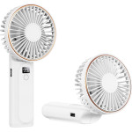 Techsuit - Premium Mini Hand Fan (M12) - With Led Digital Display, USB-C Rechargeable, 6 Wind Speeds, 5000mAh - White