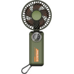 Techsuit - Premium Mini Hand Fan (Z8) - With Led Digital Display, USB-C Rechargeable, 3 Wind Speeds, 2A, 3600mAh - Green