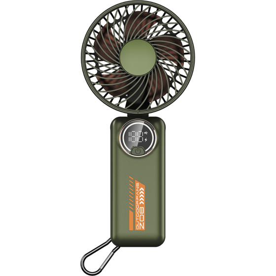 Techsuit - Premium Mini Hand Fan (Z8) - With Led Digital Display, USB-C Rechargeable, 3 Wind Speeds, 2A, 3600mAh - Green