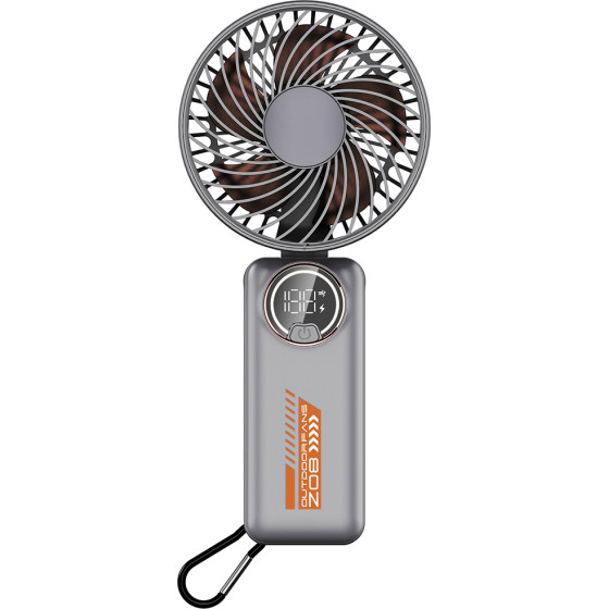 Techsuit - Premium Mini Hand Fan (Z8) - With Led Digital Display, USB-C Rechargeable, 3 Wind Speeds, 2A, 3600mAh - White