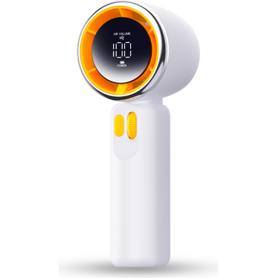 Techsuit - Premium Portable Mini Fan (Z11) - With Led Digital Display, USB-C Rechargeable, 100 Wind Speeds - White