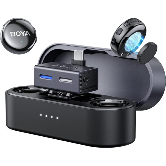 Boyalink 3 - Type-C & 3,5mm AI-Powered Button Wireless Microphone 2 Tx + 1 Rx + Charging Case - (Boyalink 3-02)