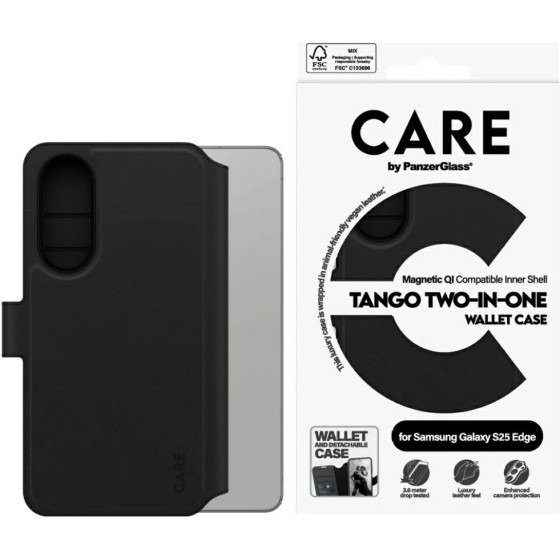 PanzerGlass Case Care By Feature Tango 2w1 Wallet Qi For Samsung Galaxy S25 Edge Black - (CR66668)