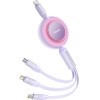 Baseus Cable 3in1 Type C To Micro Usb / Lightning / Type C Pd QC4.0 3,5A 100W CAMJ010205 1,1 m purple