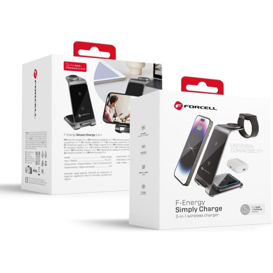FORCELL F-Energy Simply Charge 3in1 Compatible With Apple Watch And Samsung Watch grey