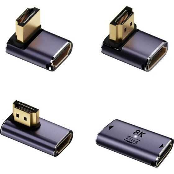 4sMarts Hdmi Adapter Set 8K 4 Pcs - upward, downward, side, Cable Coupling connector, Grey - (541489)